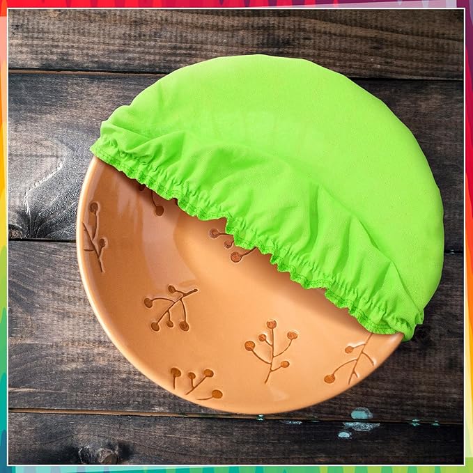 Patelai 10 Pcs Bowl Covers Reusable in 5 Size Stretch Cloth Fabric Elastic Food Storage Bowl Covers Bread Sourdough Lids for Proofing Food Fruits Leftover(Rainbow,Rainbow Style)