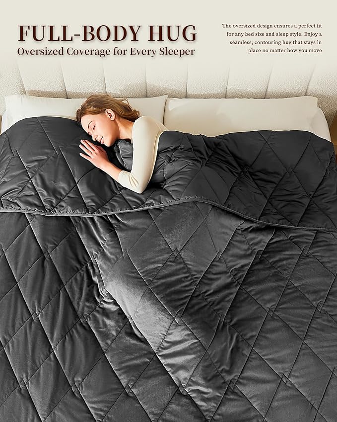 L'AGRATY Queen/King Size Weighted Blanket for Adults 15lbs, 80"x87" — Cooling Breathable Heavy Blanket with Glass Beads for Sleeping Perfect Hot Sleepers & Couples Machine Washable All-Season Grey