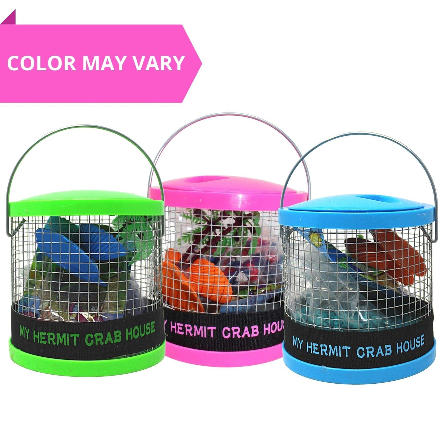 Needzo DIY Terrarium Kit, Medium Hermit Crab Starter Pack with Wire Cage, Palm Tree Water Holder, Sponge, Bag of Food, Gravel, and Misting Water Bottle, All in One Pet Supplies, 7 Inches