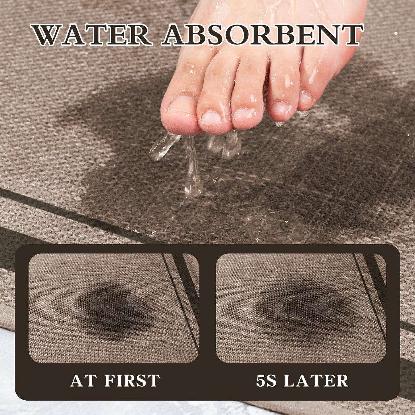 chakme Bathroom Rugs Mat 47x24, Ultra Thin Non Slip Bath Mat Large Quick Dry Absorbent Bath Mat for Bathroom Floor, (Dark Beige, 47"x24")