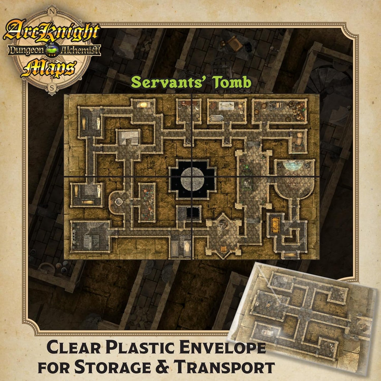 Arcknight The Pharaoh’s Pyramid map Pack - 16 Modular RPG Maps in 8 Double-Sided Pages, 1" Square Grid, Modular & Versatile Design for Tabletop Gaming - BattleMaps for Dungeons & Dragons & More