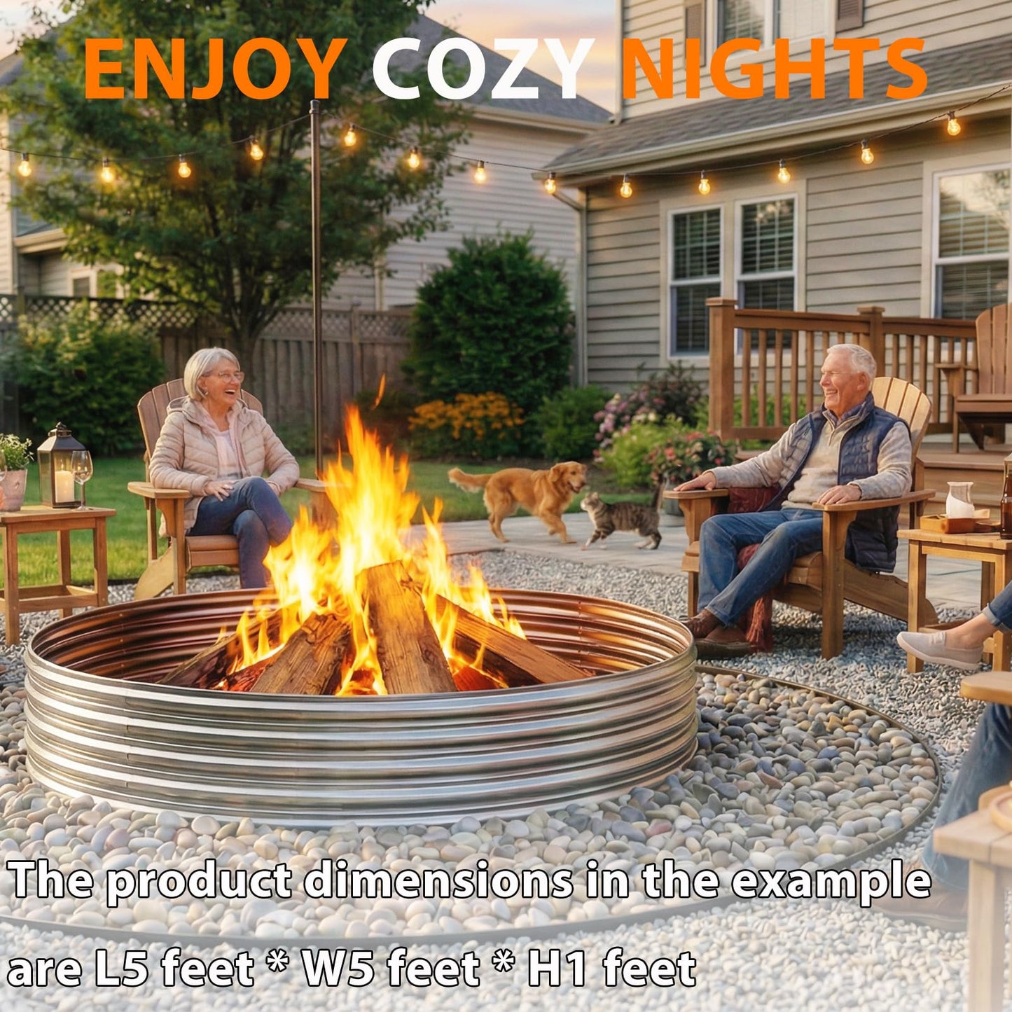 Fire Pit Ring for Outside Wood Burning, 36in Outdoor Fire Pit, Heavy Duty Steel Burn Pit for Backyard, Camping, Bonfire, Modern Style Large Metal Fire Pit Ring