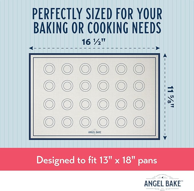 Silicone Baking Mat Set for Macarons – Non-Stick, Reusable, Food-Safe Baking Mats for Cookies, Pastries, and More – Perfect for Baking Sheets and Ovens – Pack of 2, 16.5" x 11.6"