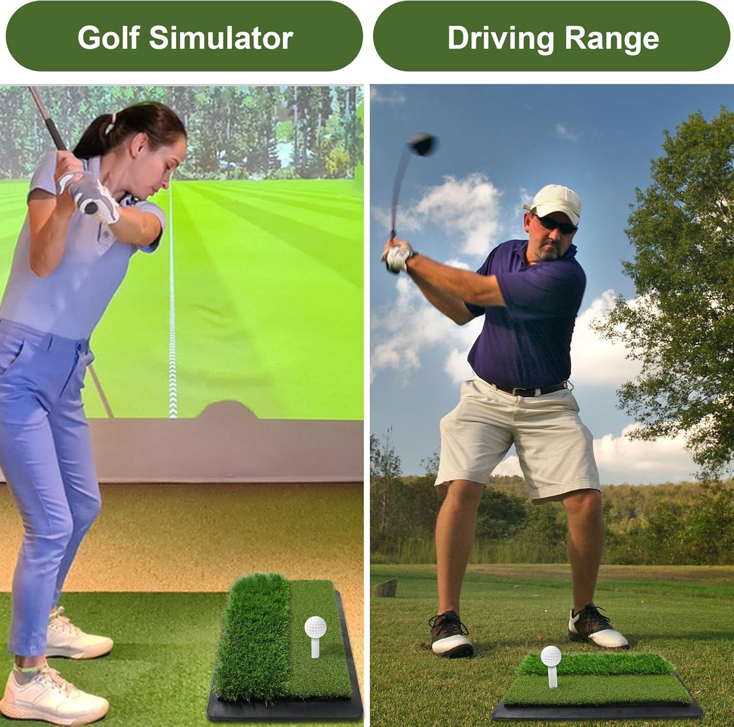 Premium Rubber Golf Tees for Mats Golf Tee Holder for Driving Range Simulator Hitting Mats and Outdoor Training 6 Sizes Rubber Tees & 6pcs 3-1/4 Tees (12 Pcs)