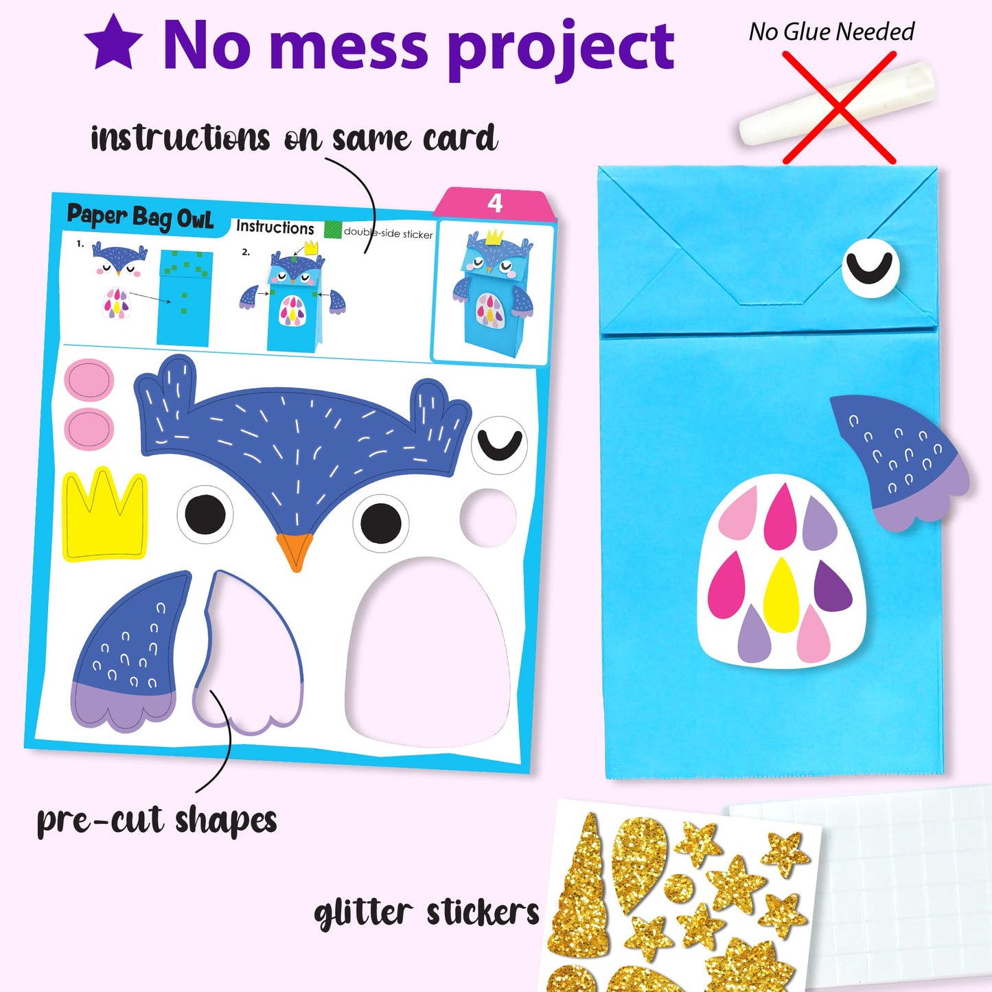 KRAFUN My First Unicorn Bunny Paper Craft Kit for Girls Age 3+, 18 DIY Arts & Crafts Projects, Paper Bags Plates Rolls, Creative Activity Set for Toddlers with Unicorn Bunny Fairy Princess