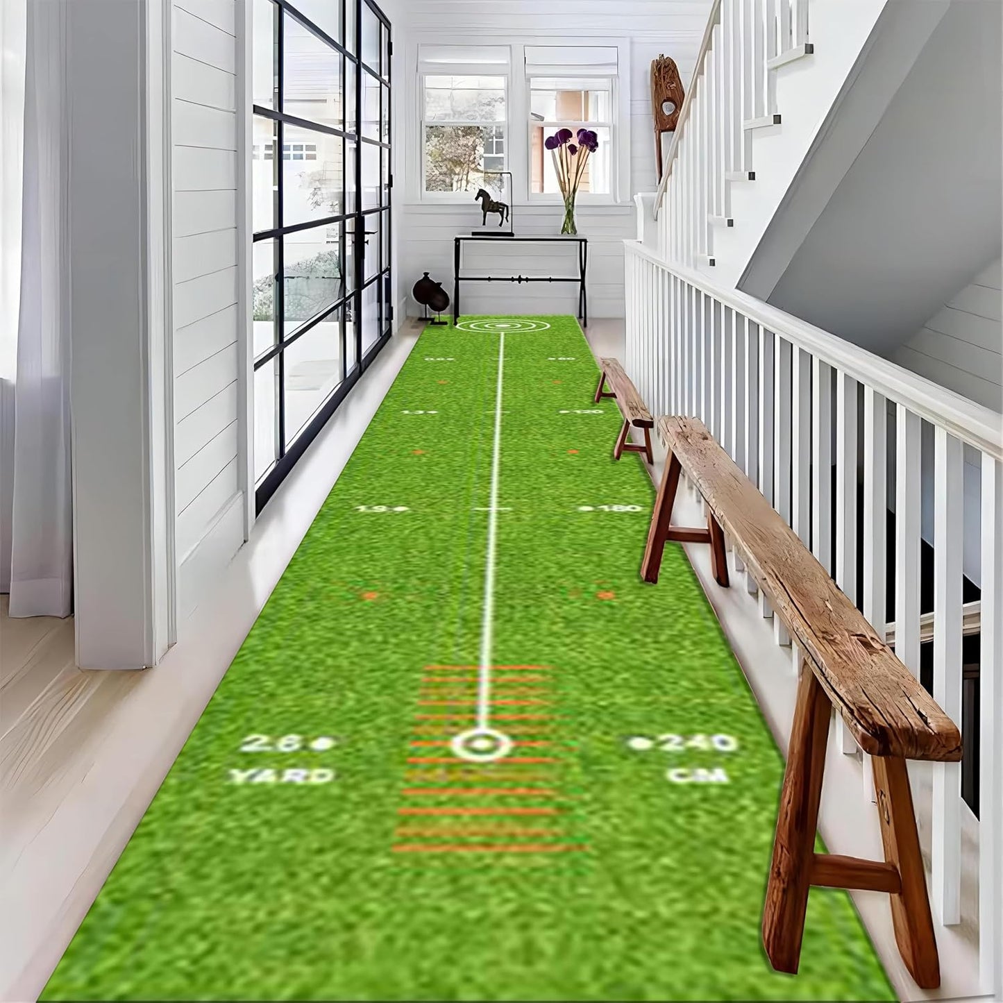 Golf Throw Carpet Runner for Entrance, 2x10ft, Sports Lawn Entrance Rug, Cozy Soft Home Decor Absorbent Kids Rugs, Foldable Washable Breathable Anti-Slip Rug for Front Door Dining Room