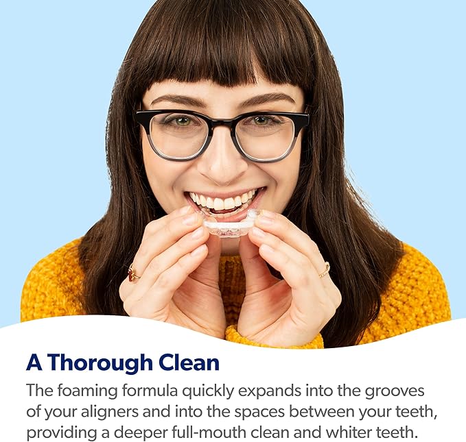 EverSmile AlignerFresh Original Clean Foam – Cleaner Compatible w/Invisalign and All Clear Aligners & Retainers – Eliminates Bacteria, Whitens Teeth, Fights Bad Breath – 25ml (2 Pack)