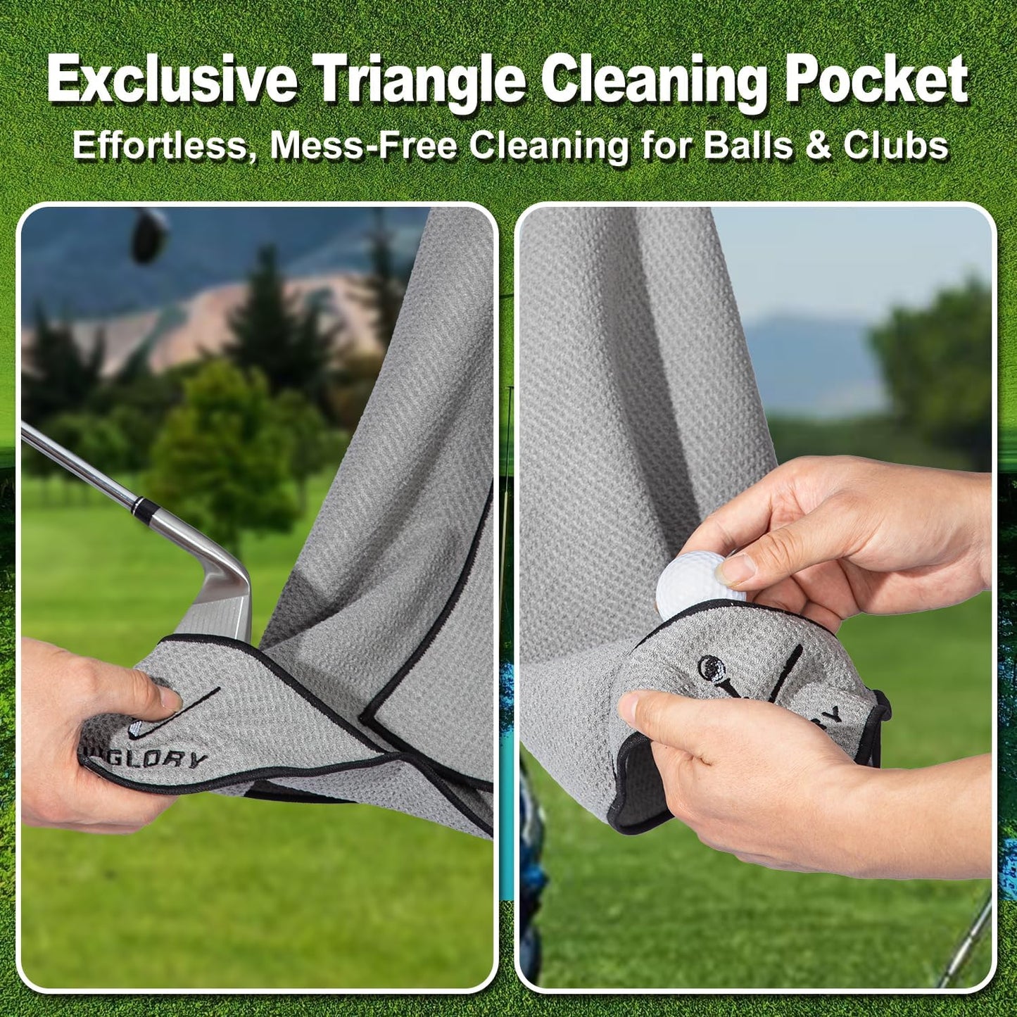 Magnetic Golf Towel for Bag 18" x 18" with Clip Exclusive Cleaning Pocket Microfiber Waffle Ultra Absorbent Club Ball Cleaner Essential Golf Accessories and Gifts for Women(Pink 1 Pack)