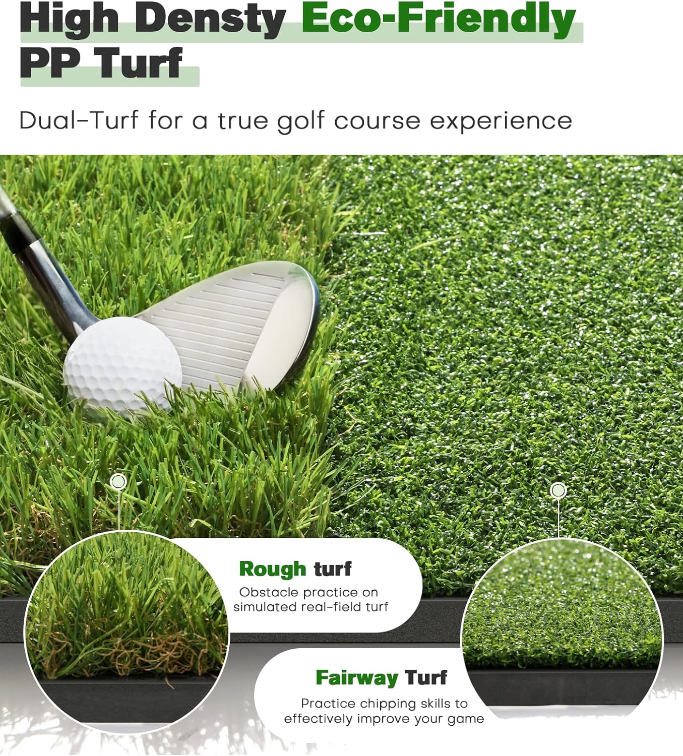 Premium Dual-Turf Golf Mat: 5x4ft Thickened for Backyard, Driving Range, Indoor & Outdoor Practice Hitting, Swing & Chipping, Ideal Gifts for Men Dad