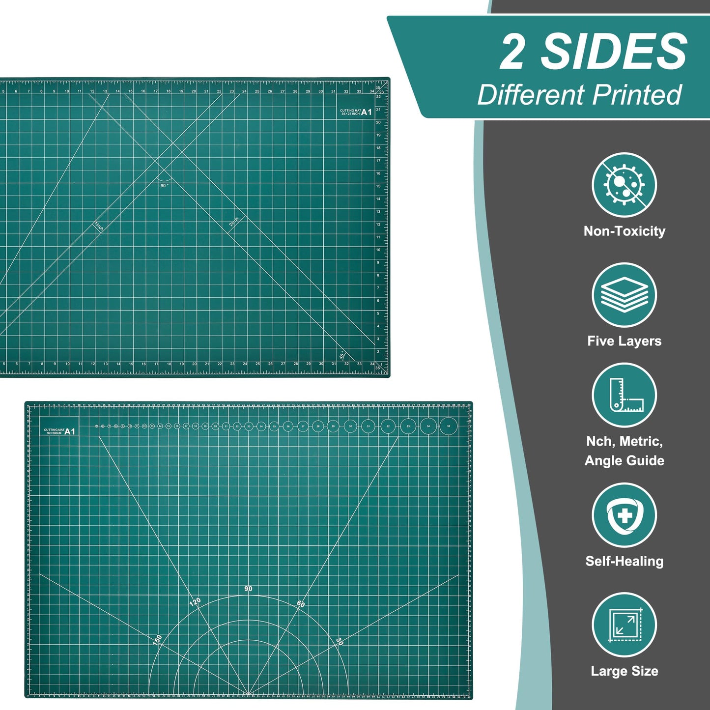 Prime Vinyl Cutting Mat, 23" x 35" Large Self Healing Sewing Mat, 5-Ply Heavy Cut Board, Rotary Cutting Mat for Crafts, Sewing Supplies and Quilting Tools.