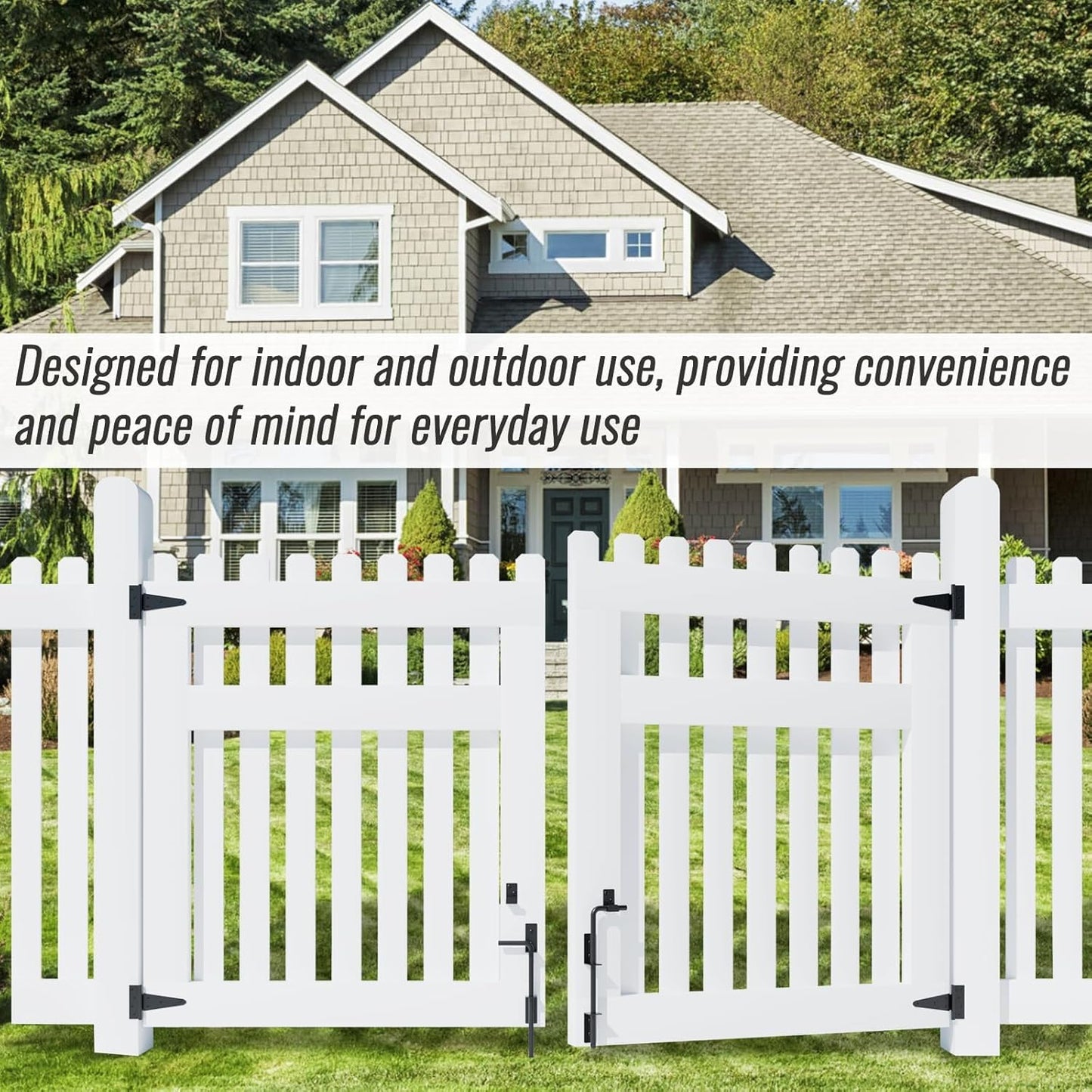 Cane Bolt Heavy Duty Gate Drop Rod 36 Inch Metal Gates Stopper for Wood PVC Vinyl Metal Fences Gates, Gate Ground Latches, Black Finish(2 Pack)