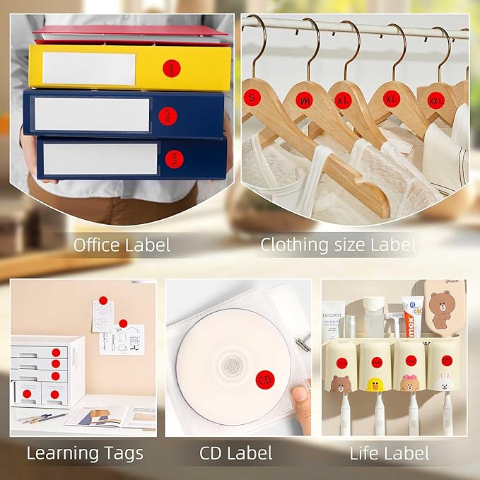 0.75" Multi - Purpose Circle Labels,1000 PCS 3/4 Inch Red Sticker for Classroom, Papers, Market, Price Tags, and Library Book Labels. Non - Printable Round Colored Stickers