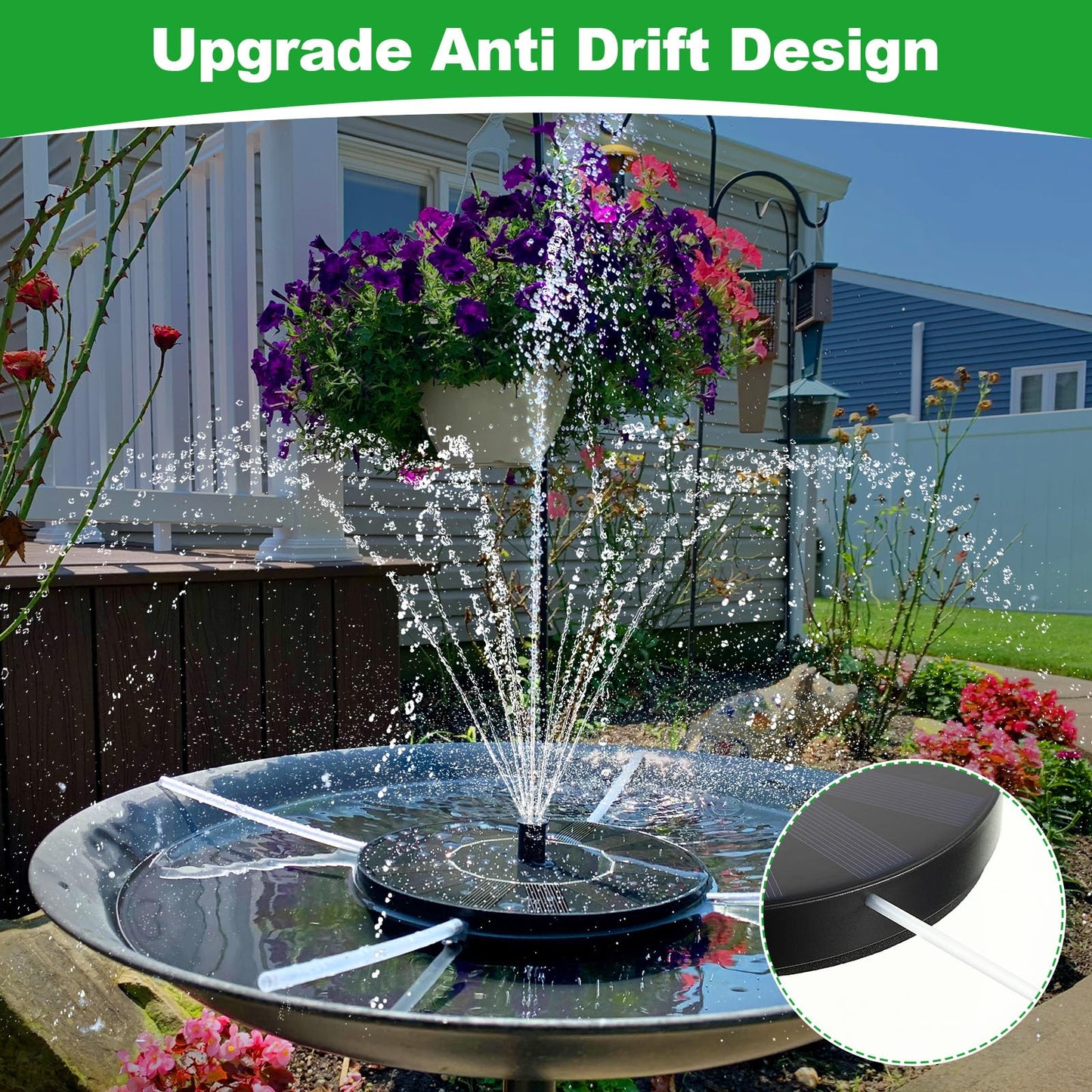 Saillong 2 Pack Solar Bird Bath Fountain Pump, 2.5W Outdoor Solar Powered Bird Bath Water Fountains with 6 Nozzles, Outdoor Floating Fountain Pump for Bird Bath Garden, Ponds, Pool, Fish Tank