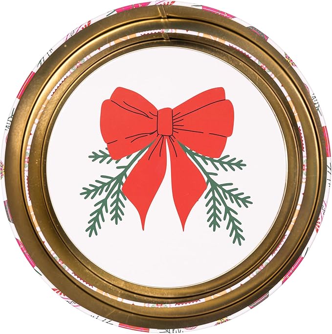 Martha Stewart Metal Cookie Tins, 3-Piece Nesting Set, Small, Medium & Large, Christmas Containers for Gift & Storage (Ornaments and Bows)