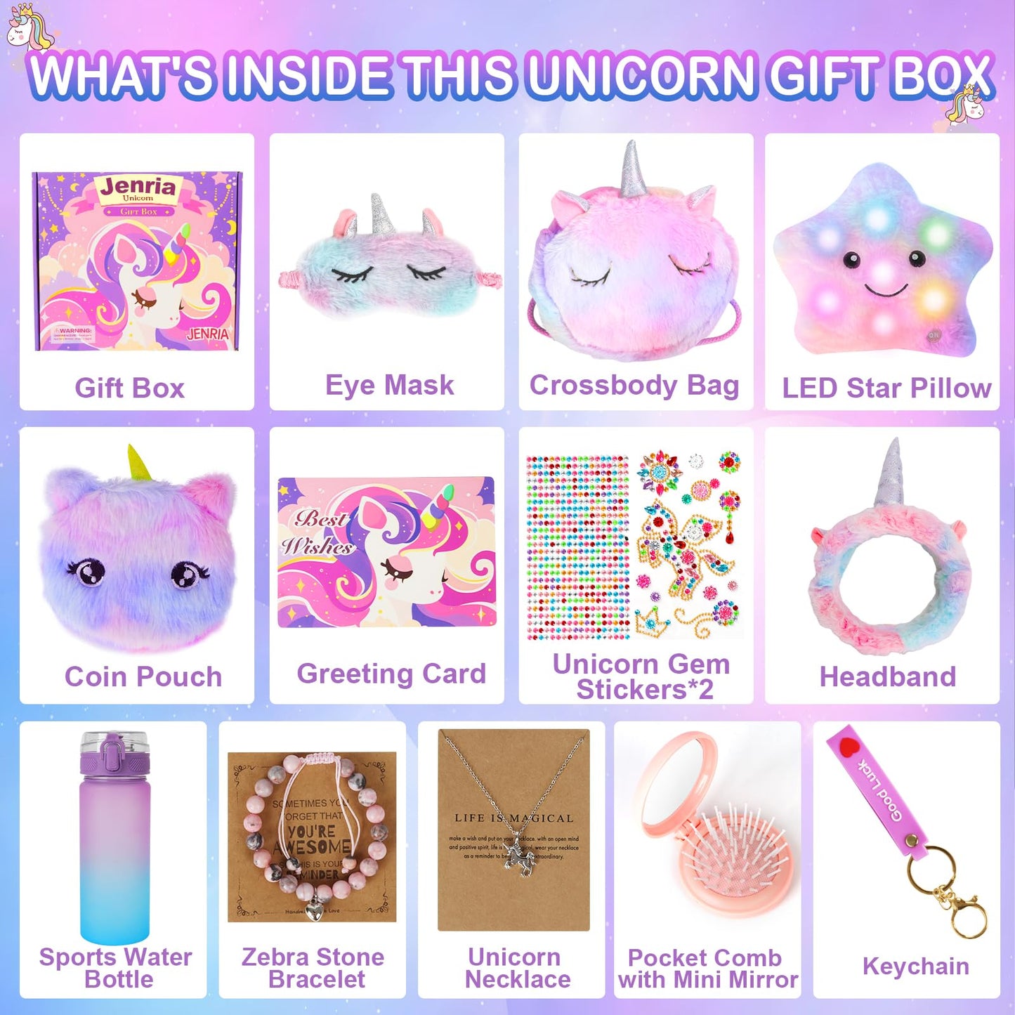 Jenria Unicorn Gift for Girls, Kindergarten Graduation Gifts, Birthday Gifts for Girls Age 3 4 5 6 7 8 9 10 Years Old Girl, Gift Ideas, Girls Toys Age 6-8, Unicorn Toys for Daughter, Niece