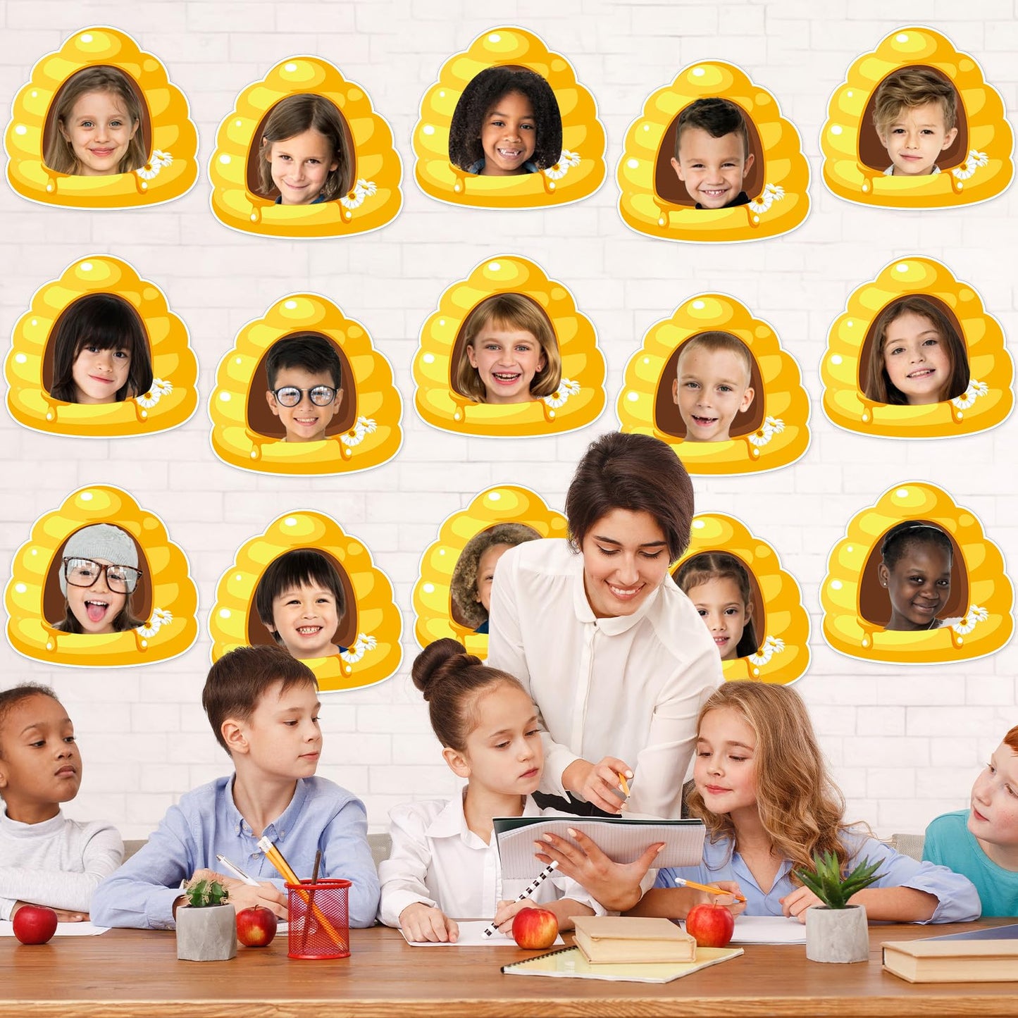 gisgfim 80Pcs Bee Hive Cutouts Summer Honey Bee Hive Decorations Bulletin Board Honey Daisy Paper Cut-Outs Classroom Decor for Boy Girl DIY Craft Photo Wall Kindergarten Preschool Party Favor Supply
