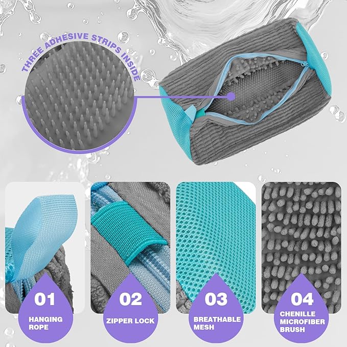2Pcs Shoe Washing Machine Bag Laundry Shoe Bag for Washer and Dryer Deep Clean Reusable Shoe Cleaning Bags Includes 2 Storage Dust Bags for Shoes,Gym,Tennis,Sports 2 Sneaker Washing Machine Bag Grey