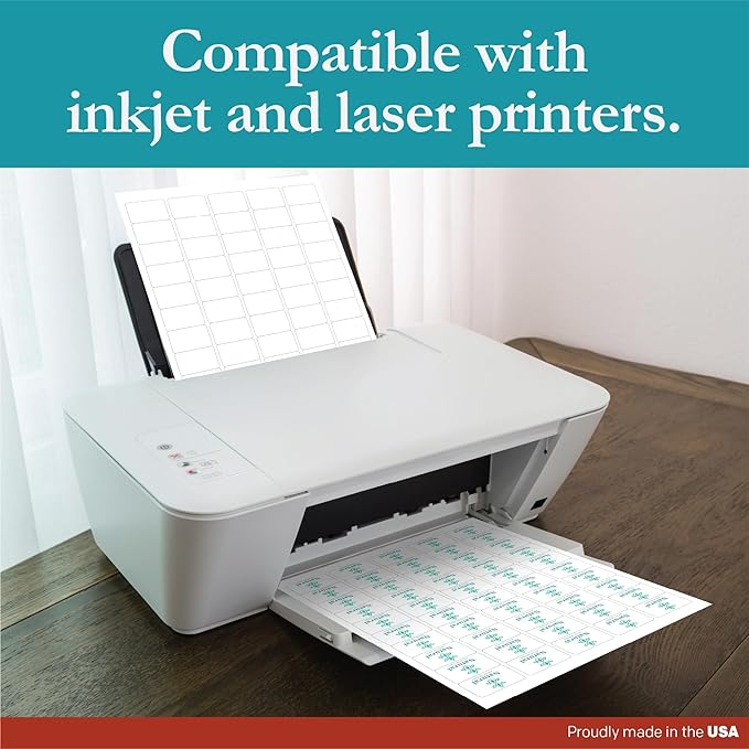 Premium Label Supply White Sticker Barcode Labels – 1.5" x 1" – Laser/Inkjet Compatible – (50 per Sheet), 25 Sheets – 1250 Total Adhesive Labels