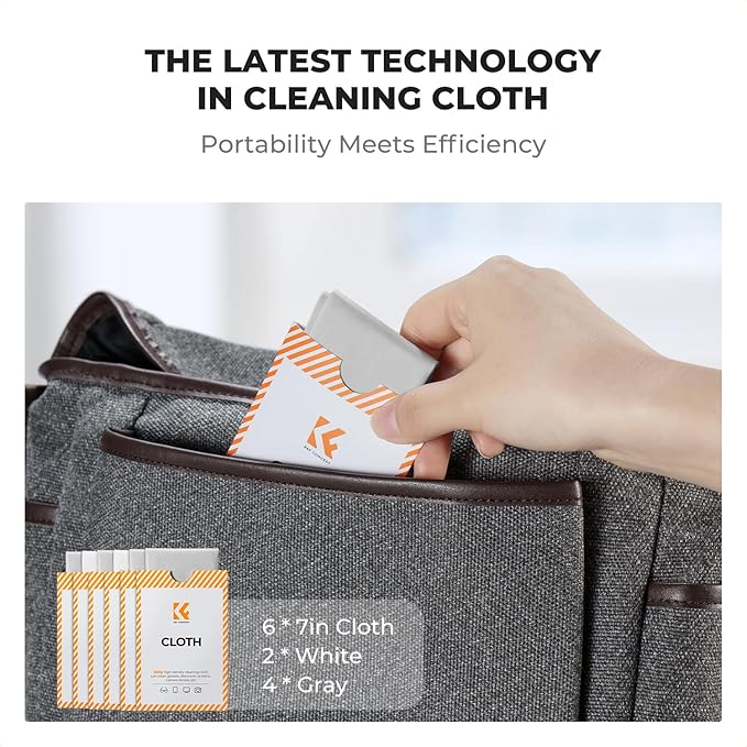 K&F Concept 20 Pack Lens Cleaning Cloth | Microfiber Cleaning Cloth | Camera Lens Cleaner | Camera Lens, Glasses, VR/AR Headset, and Screen Cleaning | White & Grey
