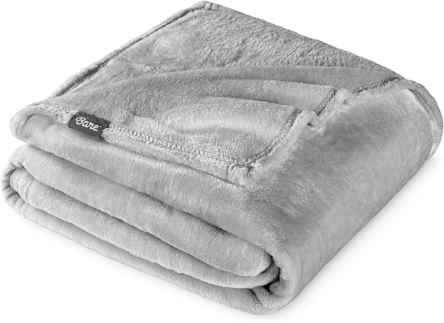 Bare Home Fleece Blanket - Full/Queen - Ultra-Soft Lightweight for Bed, Sofa, and Couch - Luxury Microplush - Cozy Warm Blanket (Full/Queen, Light Grey)