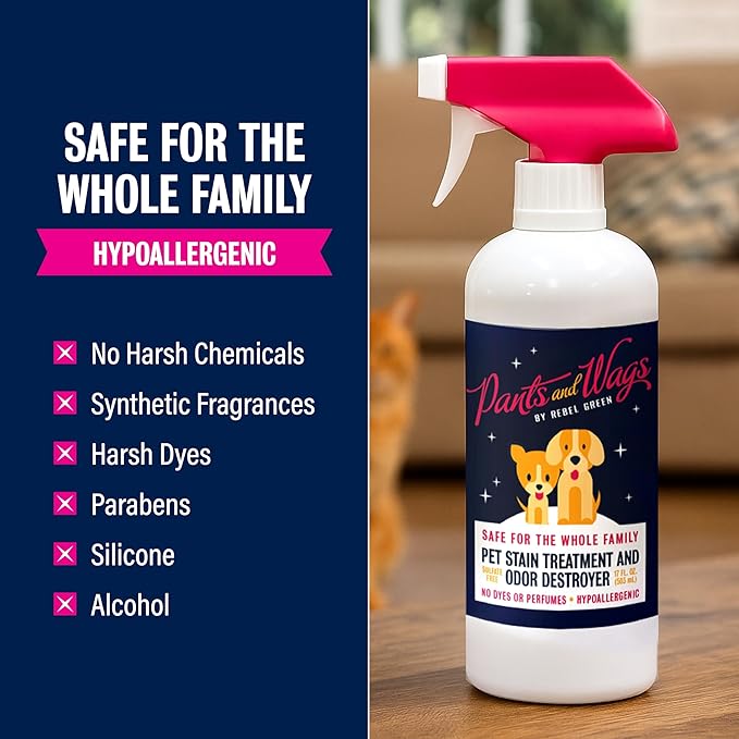 Rebel Green Pants & Wags Magical Pet Stain Treatment & Odor Destroyer - Orange Blossom & Chamomile - Hypoallergenic - No Dyes or Perfumes -16 oz - 2-Pack
