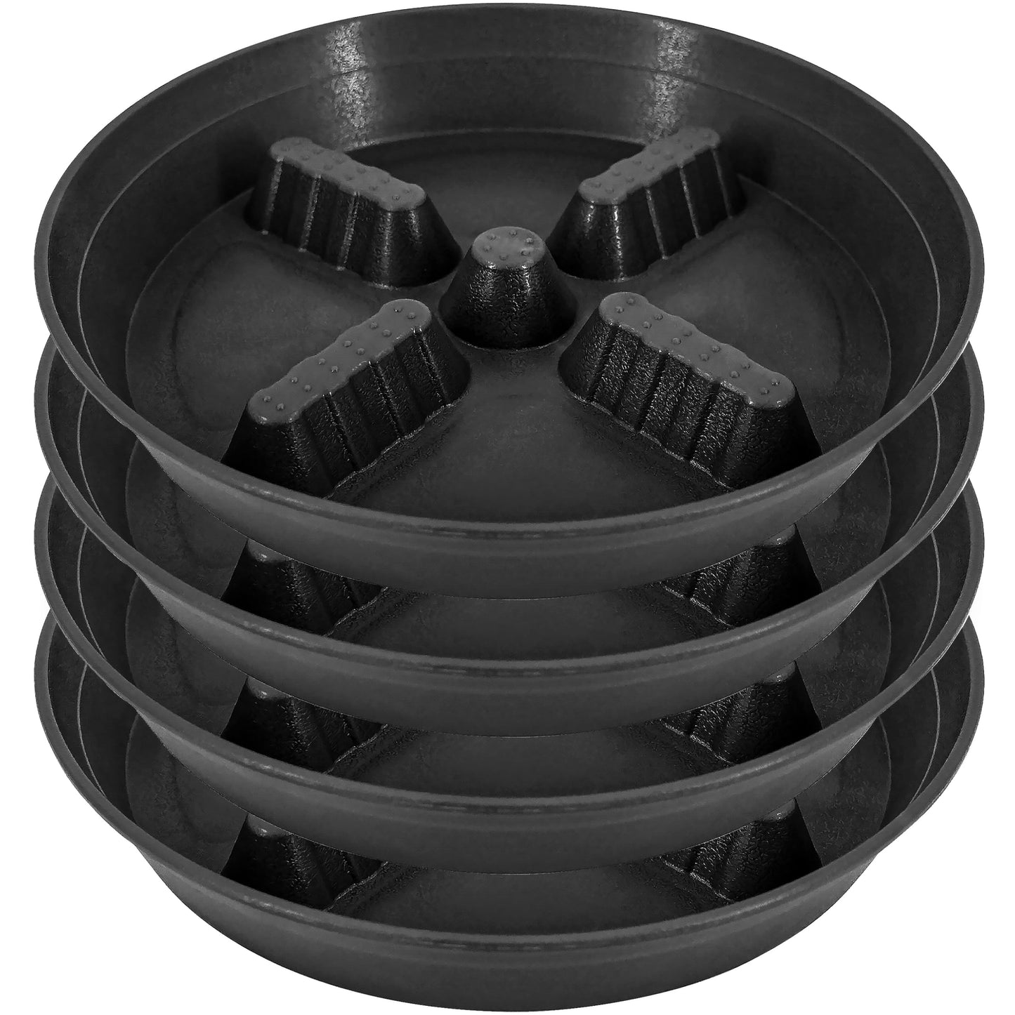 Feyvdzv 4 Pack Plant Saucer 10 inch, 8 12 14 17 inch, Plant Stand Plastic Plant Saucers for Indoors Outdoor, Heavy Duty Flower Plant Risers for Inside Pots, Pot Saucers for Plants, Grow Bags Saucers