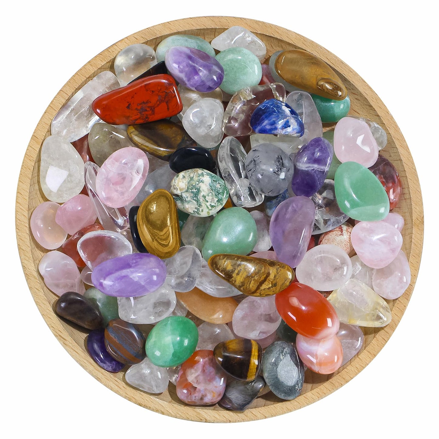80PCS Natural Bulk Assorted 0.5''-0.6'' (0.6 lb) Tumbled Polished Stones Healing Crystal Set Real Raw Stones for Home Decoration Reiki Gifts Energy Therapy