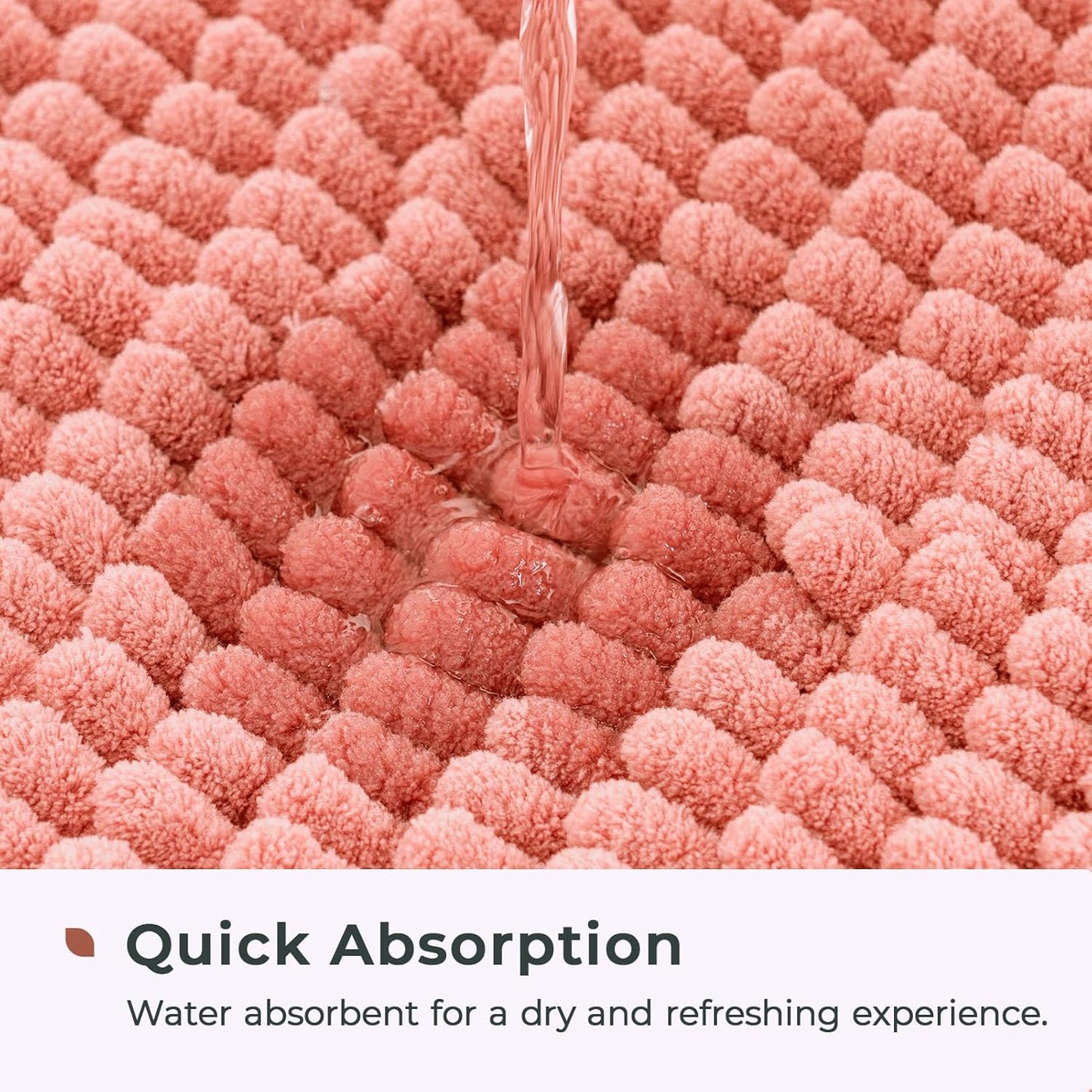 FRESHMINT Large Chenille Bathroom Rugs Mat 36”x24”, Non-Slip Bath Mat for Bathroom Floor & Bathtub, Washable Shower Shag Bath Rugs, Soft Fluffy Thick Water Absorbent Microfiber Shower Mat, Coral