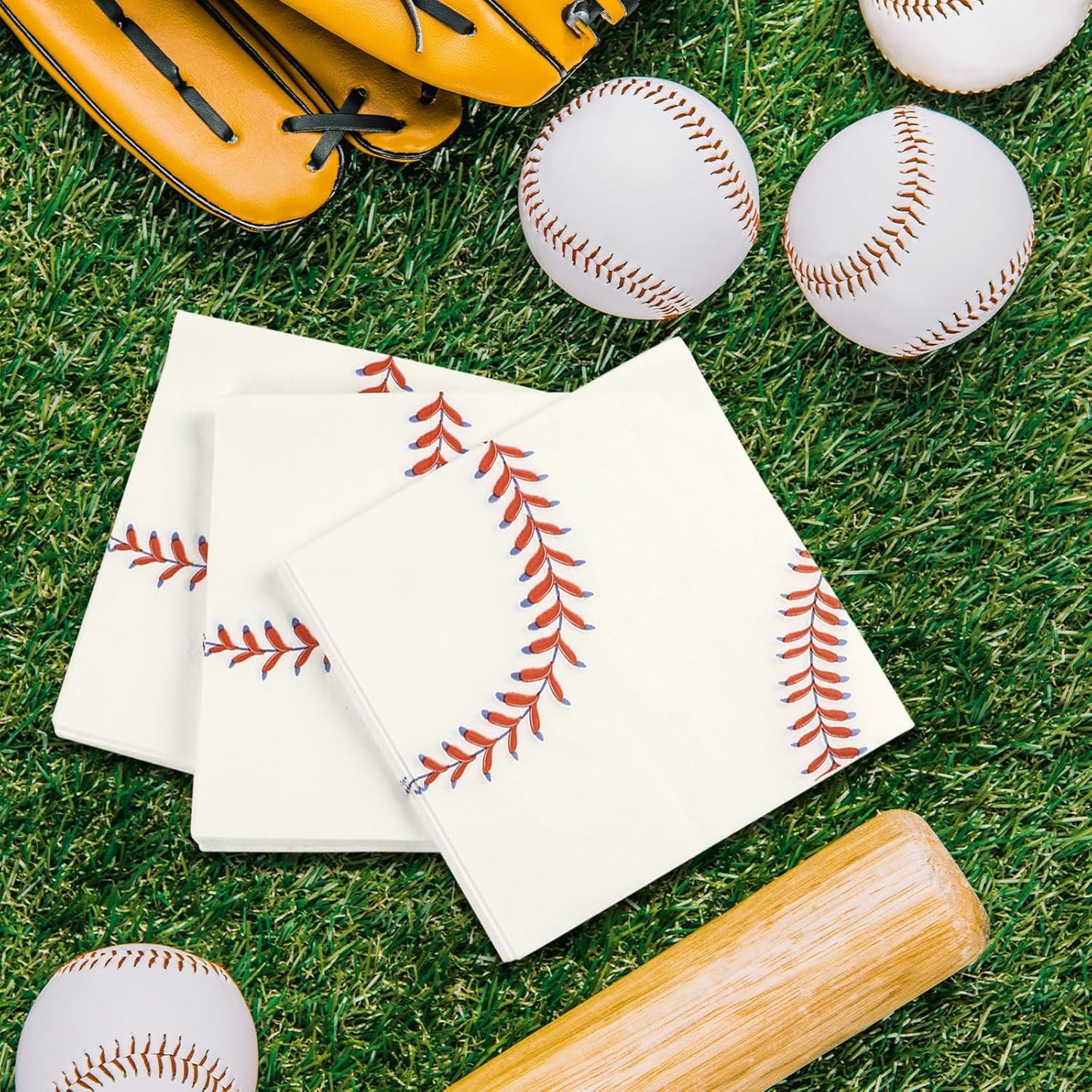 50PCS Baseball Paper Napkins 13 x 13 Inches Luncheon Napkins Cocktail Napkins Disposable Sports Theme Decorations for Kids Baby Shower,Birthday Party,Baseball Theme Party Supplies