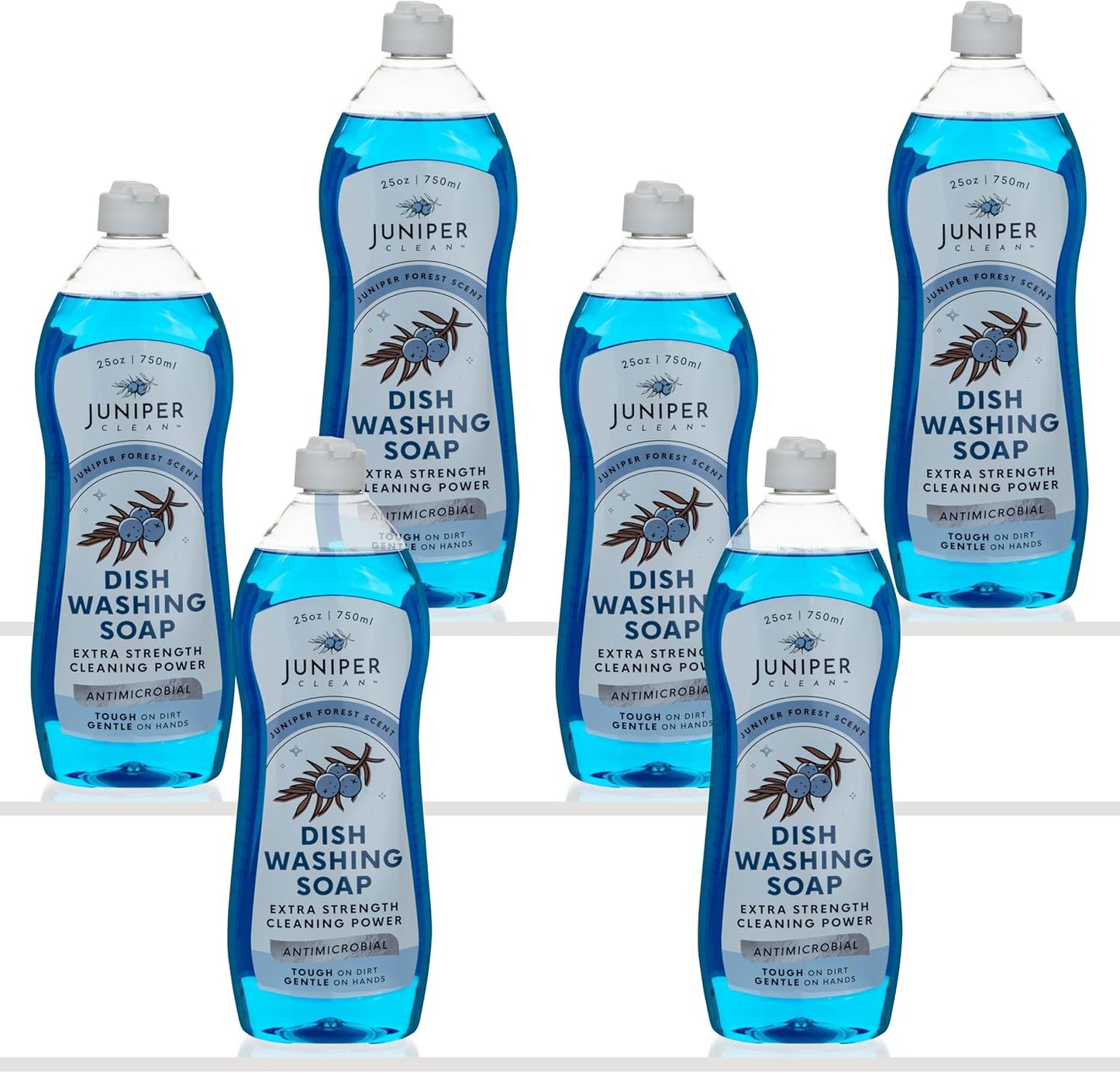 Dish Soap, Juniper Scent, Liquid Dish Washing Soap Squeeze Bottle 25 Fl Oz (Pack of 6)