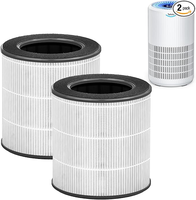 Tailulu 2 Packs D09 Air Purifier Replacement Filter, 3-in-1 True H13 True HEPA Air Cleaner Purifier for Home Large Room Up to 1500 Sq Ft