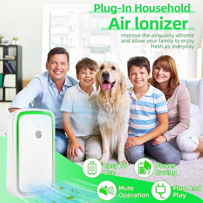 Plug in Air Purifier: Air Ionizers for Home Plug in with Nightlight,Air Purifier Plug in Wall for Bedroom,Negative Ion Generator Odor for Home, Kitchen, Office, Pets, Smoke Dust (6 Pack)