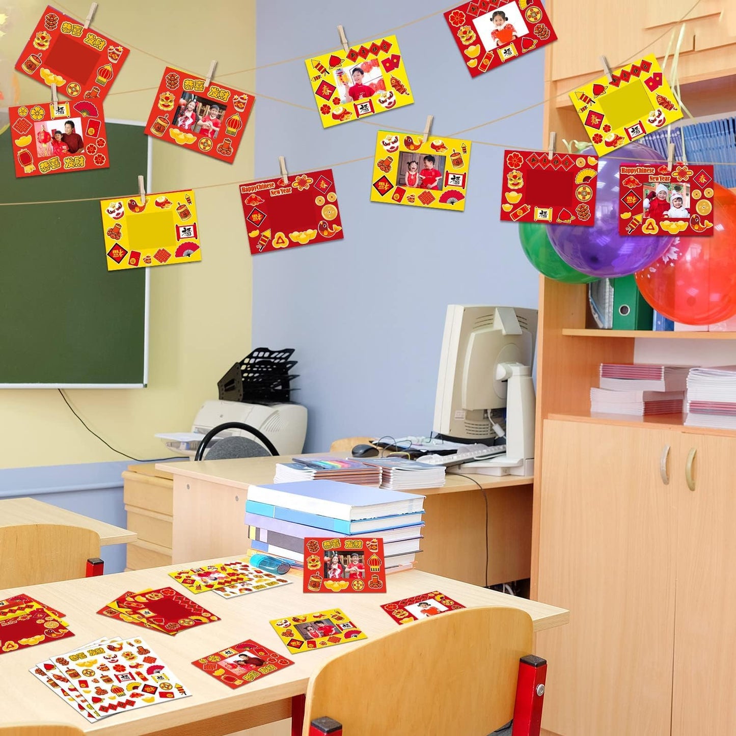 30 Packs Chinese New Year Craft Kits for Kids Lunar New Year DIY Picture Frame Craft Decorations 2026 Year of The Horse Chinese Art Favor Home Classroom Game Activities