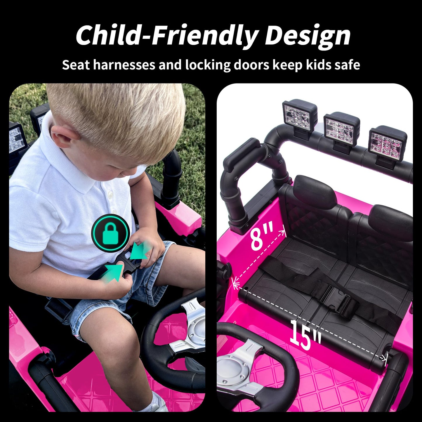Hikiddo 24V Kids Ride on Car, Kids Electric Vehicles Car Ride on Toy Truck for Toddlers 3-5 w/Remote Control, 400W Motor - Pink