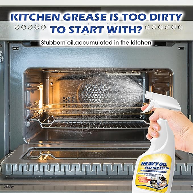Heavy Oil Cleaner Stain, Multi-Purpose Cleane- 500ml Effective Multi-Purpose Cleaner, Heavy Oil Cleane with Spray Nozzle Spray & Towel for Kitchen, Household, Oven, Stove, Range Hood, Sink