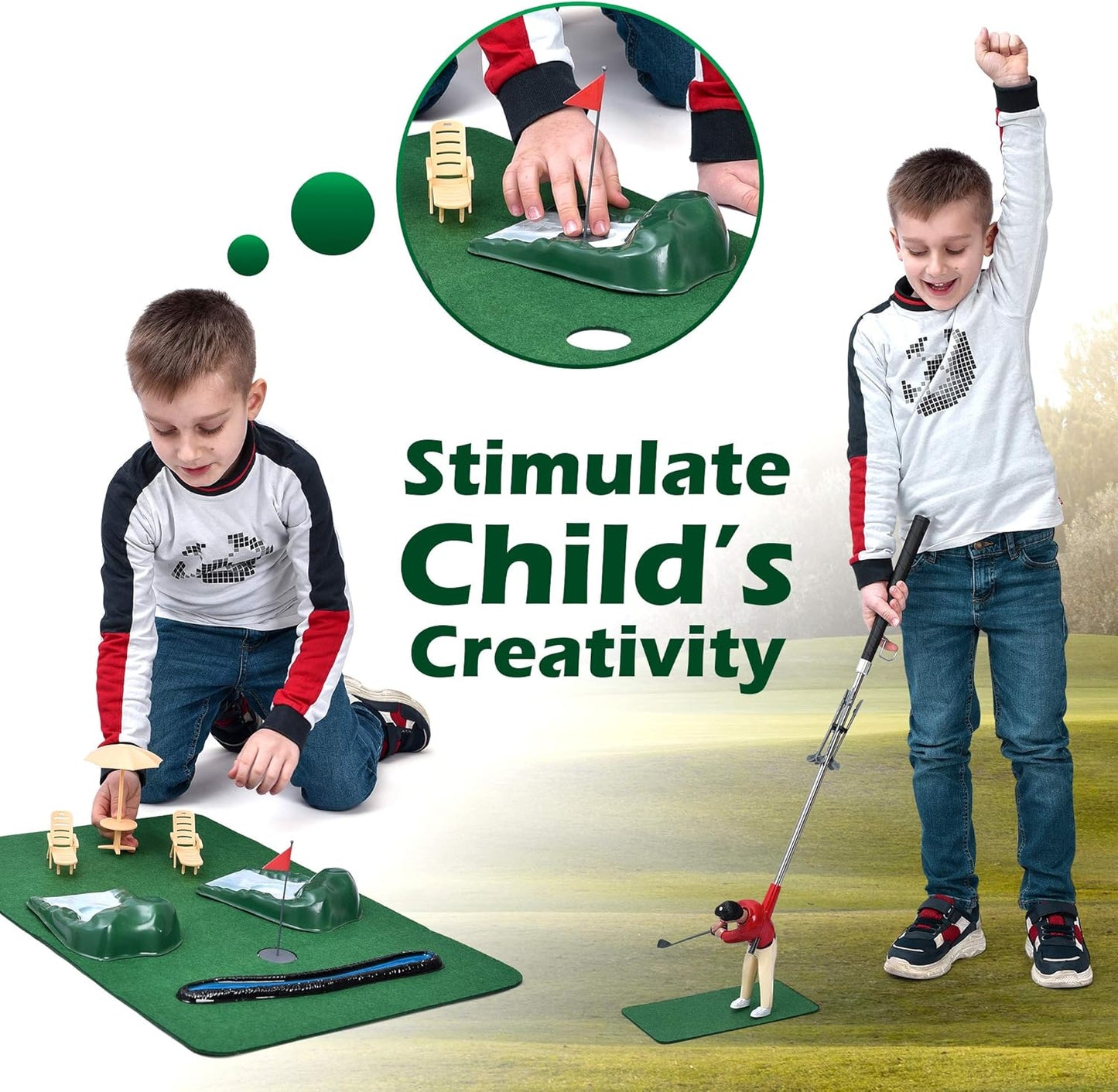 Abco Tech Mini Golfing Man Indoor Golf Kit – Golf Course Backyard Set – Complete Mini Golf for Home – Easy to Set Up and Play – Lightweight & Compact – Portable Mini-Golf Course