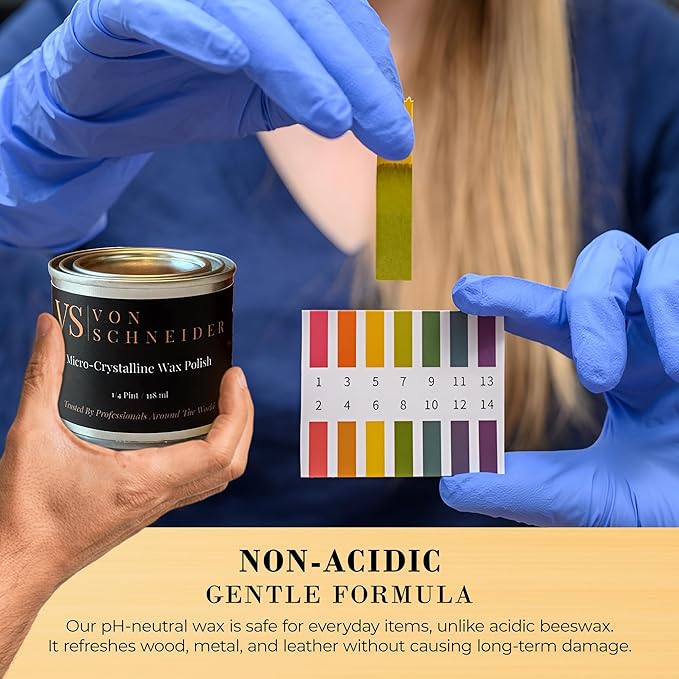 Von Schneider Micro-Crystalline Wax Polish, 118ml – Multi-Surface Protective Wax for Wood, Metal, Stone & Leather – Polishes, Preserves & Protects - pH Neutral, Easy to Apply, Made in the USA