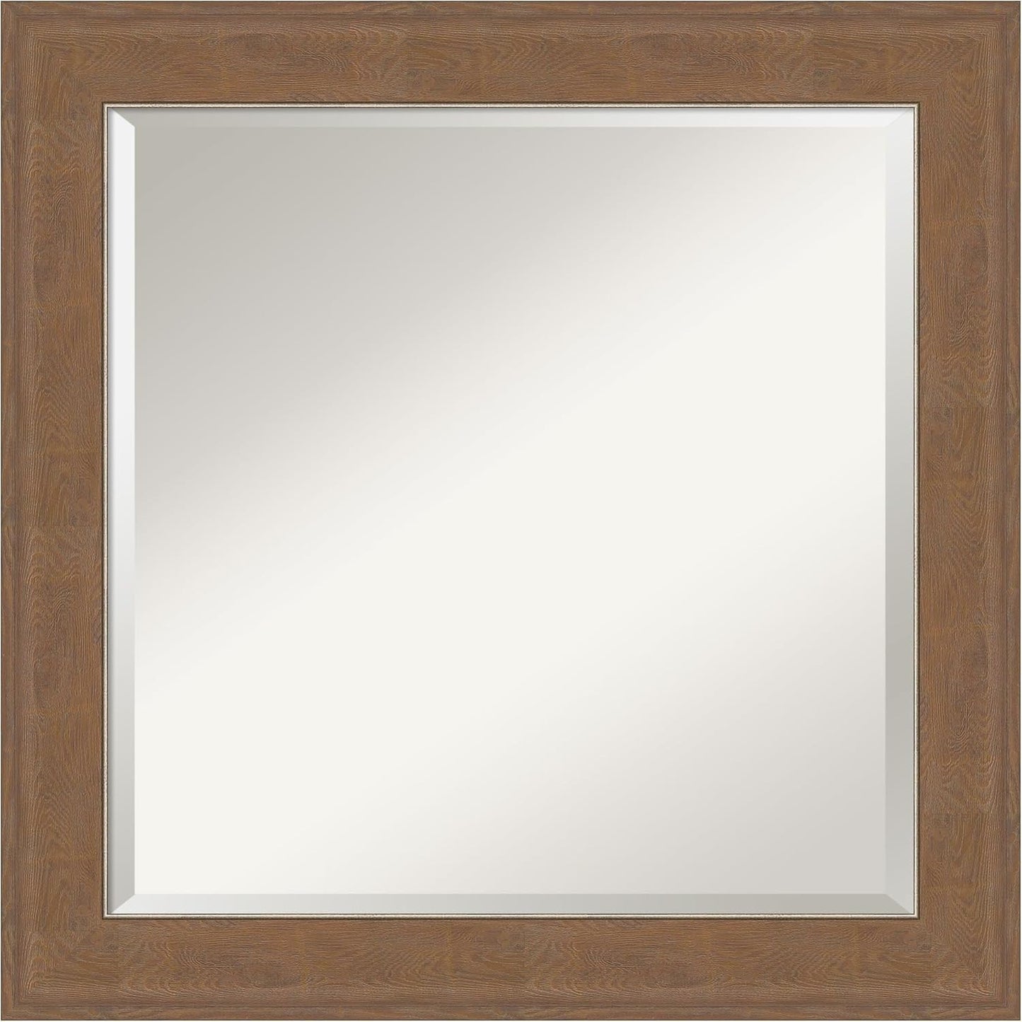 Amanti Art Brown Wall Mirror 25x25 Alta Medium Brown Square Bathroom Mirror for Wall Decor Living Room, Medium Rustic Farmhouse Frame, Hangs Horizonally and Vertically, Bathroom Decor, Beveled Edge