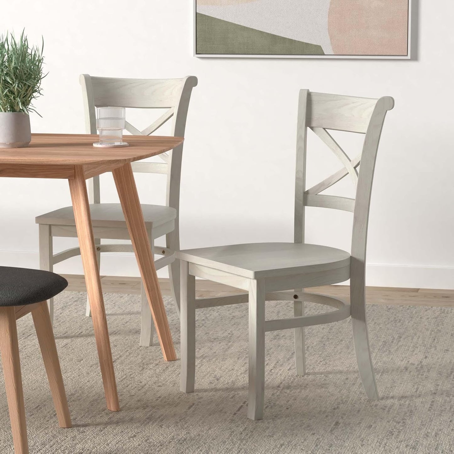 IC International Concepts Set of 2 35.8" H Charlotte X-Back Dining Solid Parawood, Stylish and Comfortable Chairs, 18.5''W Seat, Paint or Stain in Any Color to Match Your Decor, Unfinished