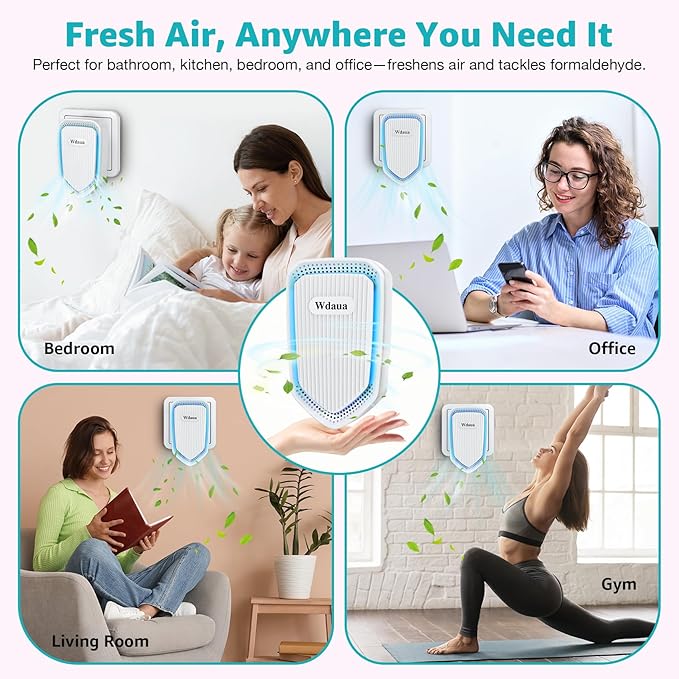 Air Purifier 4 Pack Plug In Negative Ion Air Purifiers Ionizer for Home, Bedroom, Office, Basement Kitchen Air Freshener Odor Reducer Pets Smoke Smell (4)