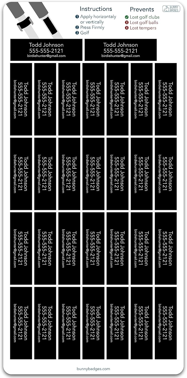 Personalized Golf Club Name Labels (30 Labels) - Custom Waterproof Name Stickers for Golf Clubs (Pink with White Text)