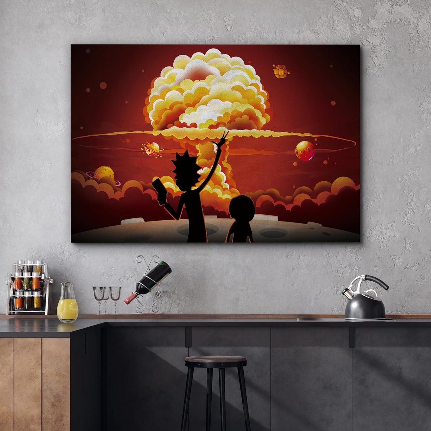 wall26 Rick and Morty Canvas Wall Art Modern Wall Decor Stretched and Framed Ready to Hang - 12x18 inches