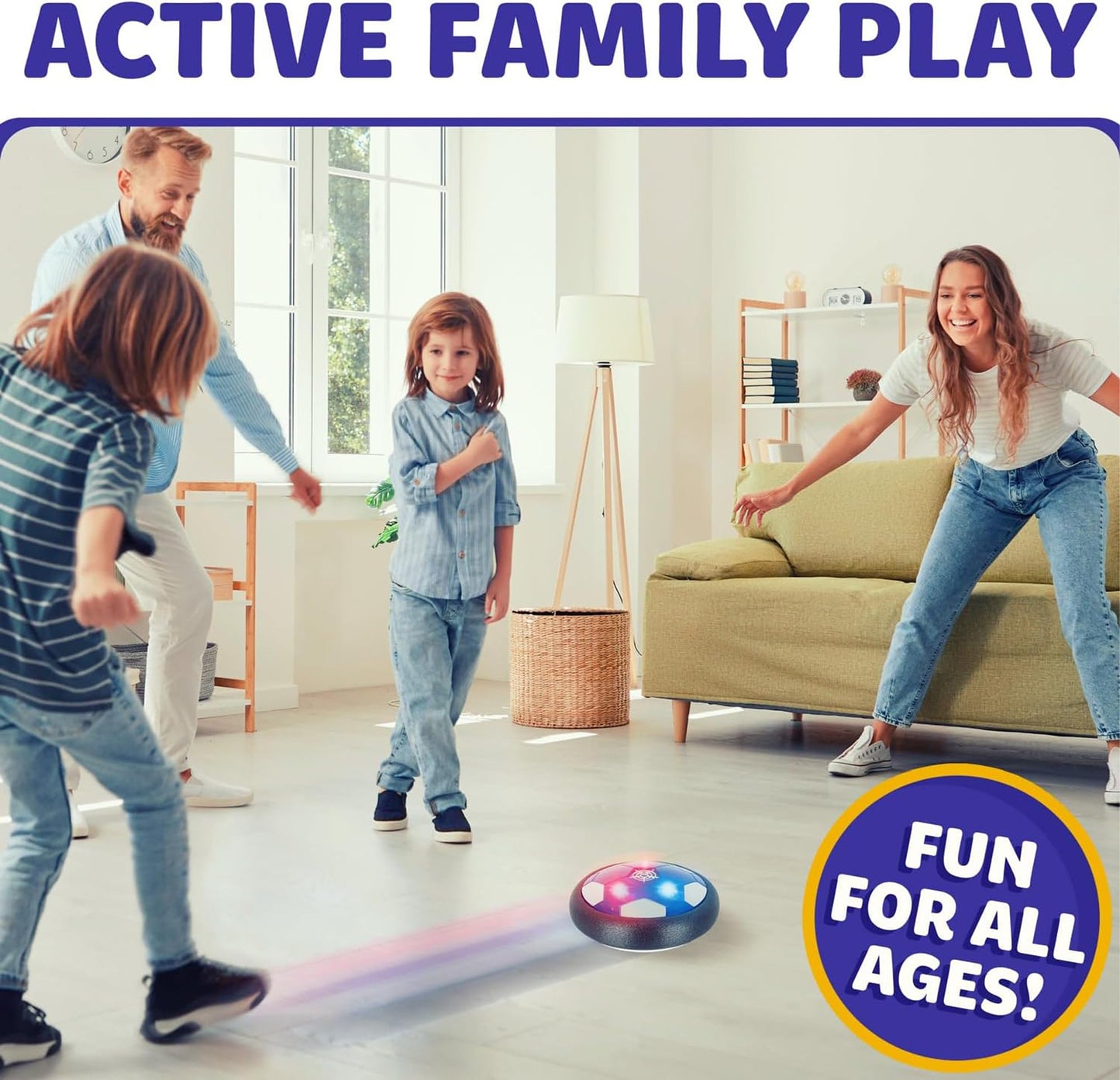 Atlasonix Hover Soccer Ball - Indoor Soccer Ball, Indoor Flying Toy Games (2 Floating Disk) Boy Birthday Gifts, Indoor Silent Game | 2 in 1 Pack