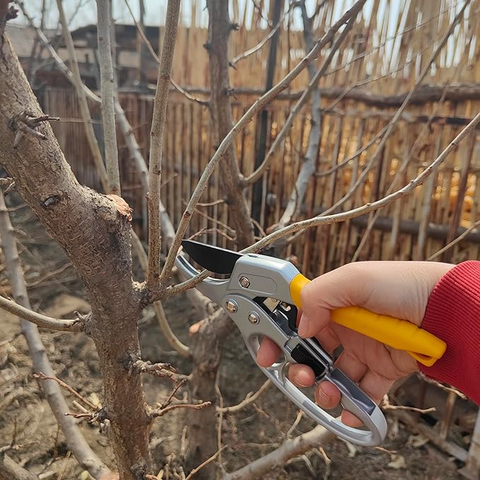 Pruning Shears for Gardening, Work 3 Times Easier, Garden Scissors & Clippers for arthritis weak, Professional Branch Garden Secateurs (Yellow)