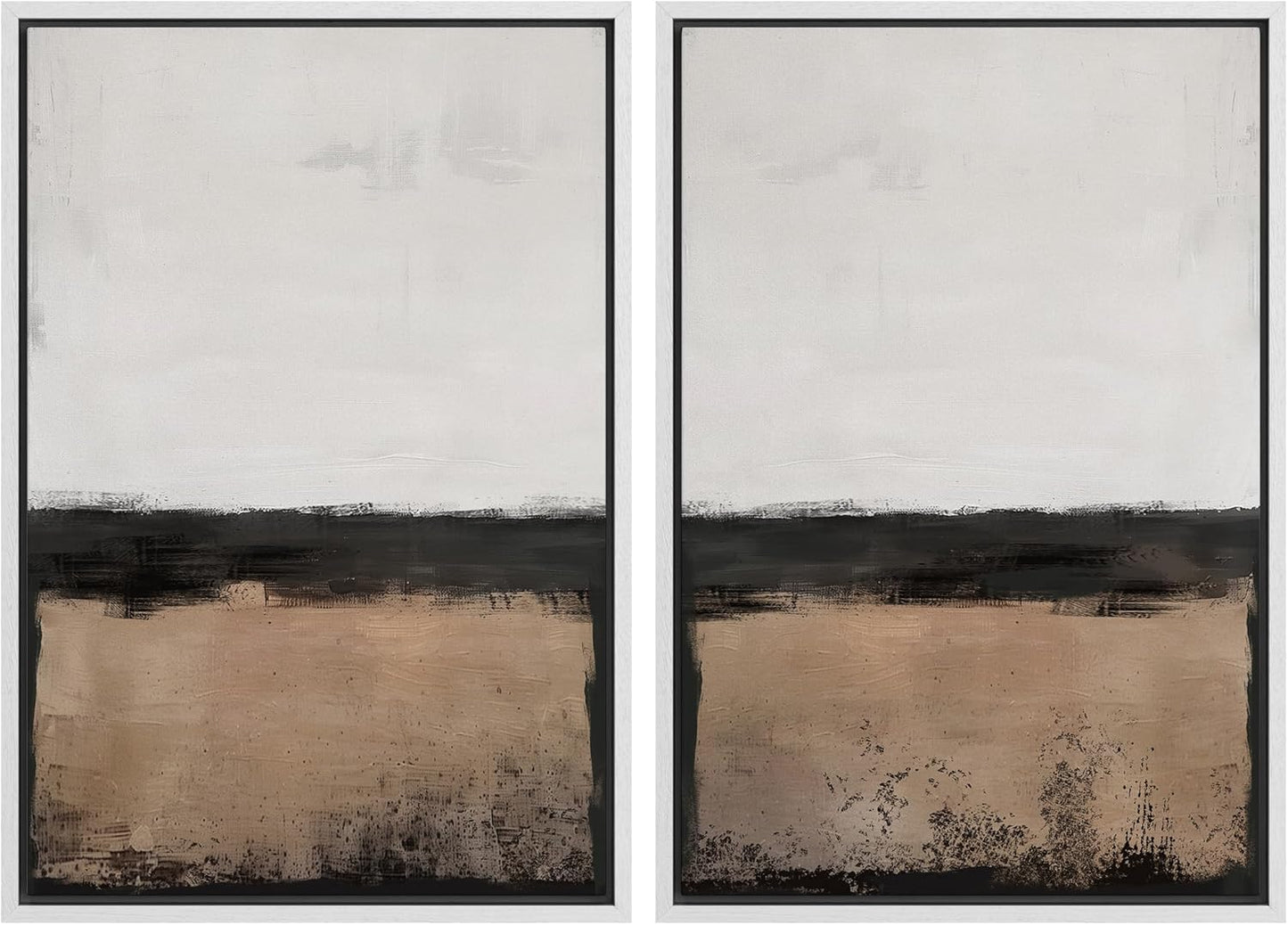 SIGNWIN Framed Canvas Print Wall Art Abstract Landscape Neutral Tones with Horizon Line Illustrations Modern Art Decorative Contemporary for Living Room, Bedroom, Office - 16"x24"x2 White