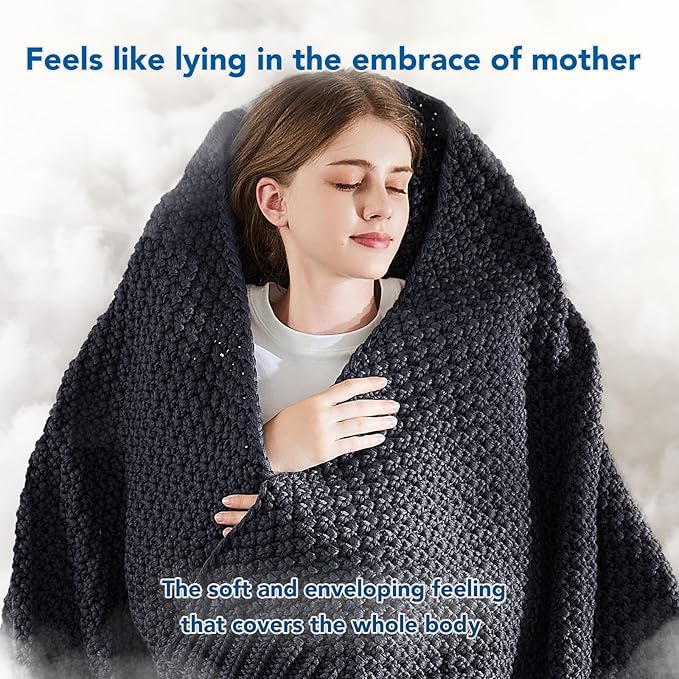 Topcee Knitted Weighted Blanket - 48"x72" 15lbs Cooling Chunky Knit Heavy Blanket for Adults Cable Yarn Knit Decorative No Beads Soft, Cozy and Cooling Weighted Throw Blankets Machine Washable