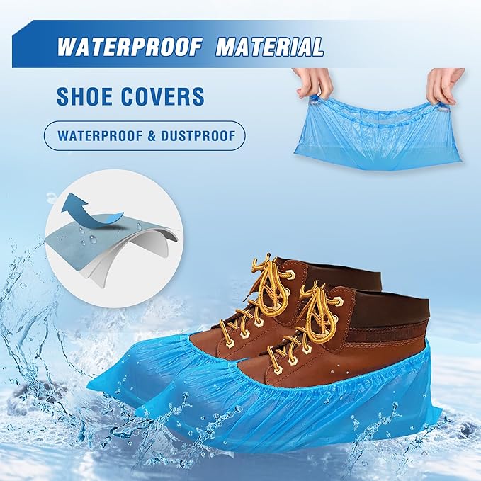 ProtectX Disposable Shoe & Boot Covers, XL Extra Large, 100-pack (50 pairs), Waterproof, Slip Resistant, Durable CPE plastic, Fits up to Men’s 14 US Size and All Women’s US Size Shoes