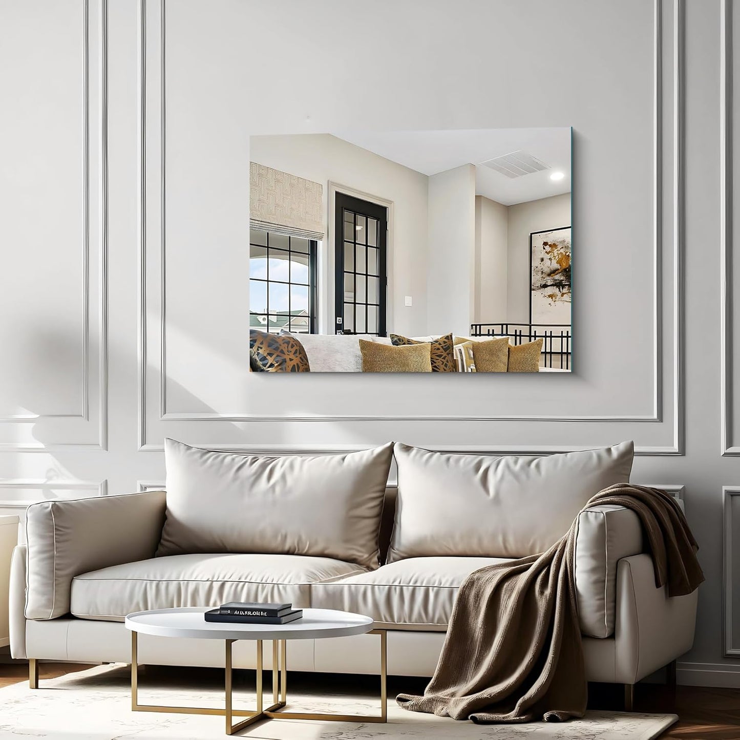 36x48 Inch Frameless Mirror, Frameless Bathroom Mirror for Over Sink, Large Rectangle Mirror for Wall, Upgraded Shatterproof Wall Mount Vanity Mirror for Bedroom, Living Room, Entryway