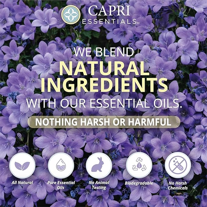 CAPRI ESSENTIALS All Purpose Cleaner, Natural Household Cleaning Supplies, Plant Based Kitchen Counter Surface Spray, Removes Dirt & Grime, Blend of Essential Oils, White Lavender, 23 FL Oz (6 Pack)