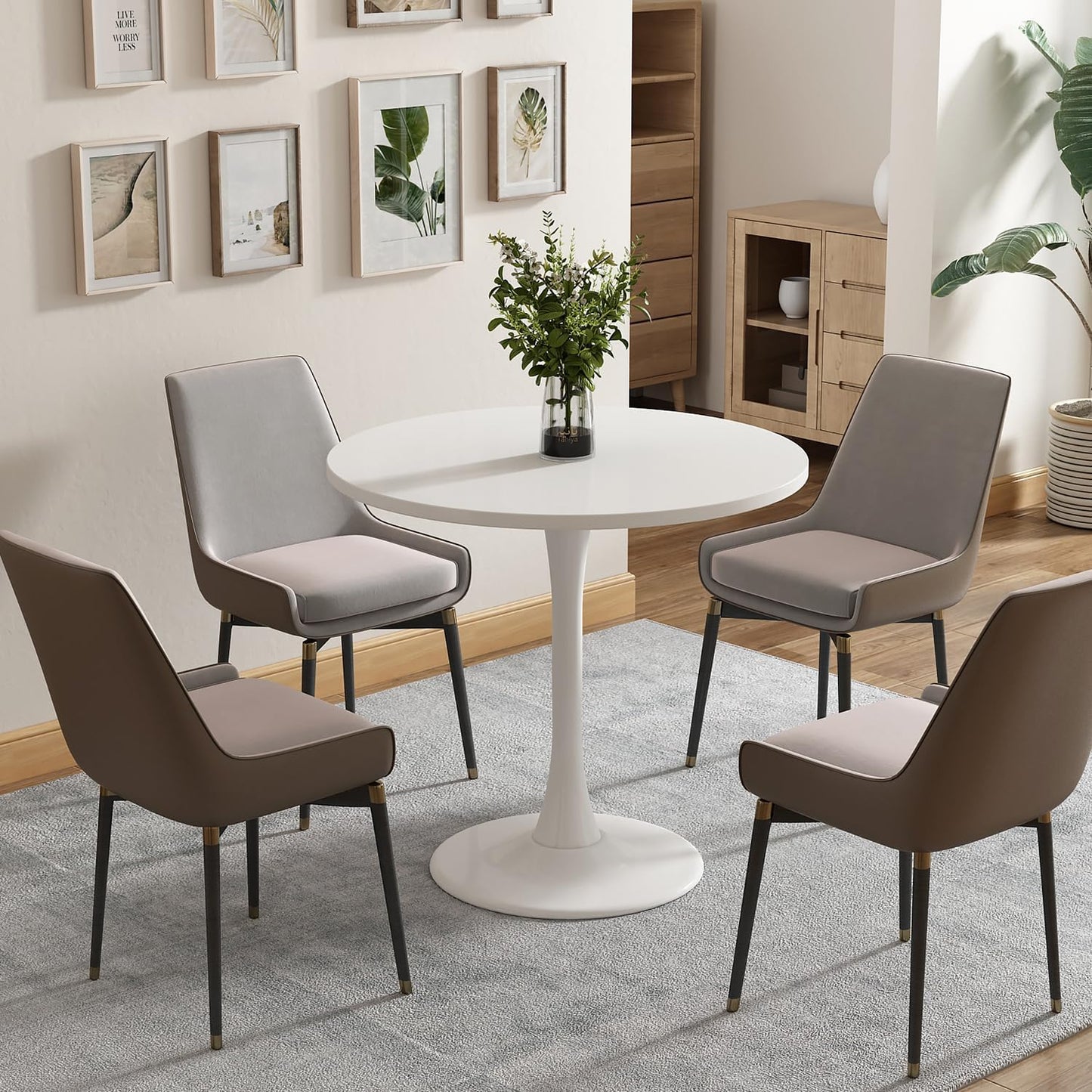 White Round Table Modern Tulip Dining Table White Round Kitchen Table Mid Century Coffee Table for Living Room, 24 inch